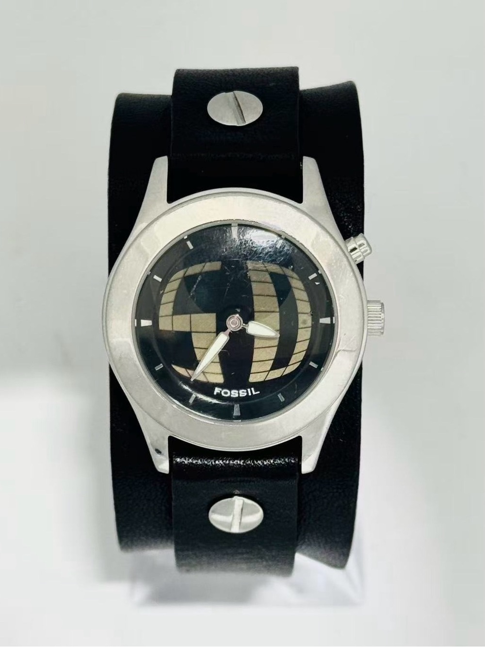 Fossil Big Tic Women’s Quartz Watch 30mm Leather Bund Strap New Battery Runs